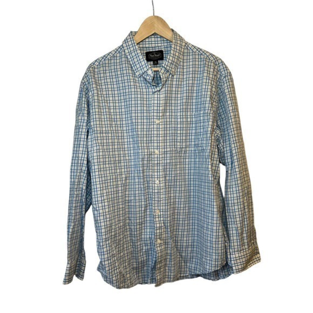 Nat‎ Nast Mens Long Sleeve Blue Plaid Button Down Shirt Xl